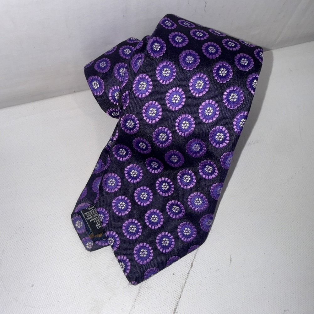 Ted Baker London Men's Silk Purple 3" Wide 58" Long Designer Tie Made In USA